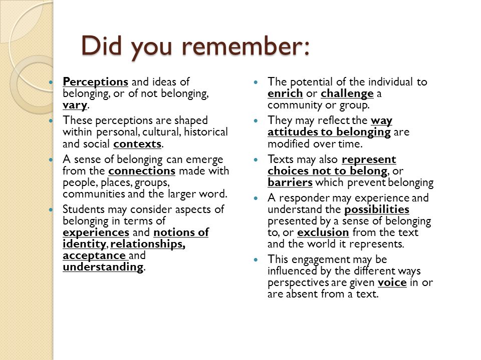 perceptions on belonging perceptions on belonging