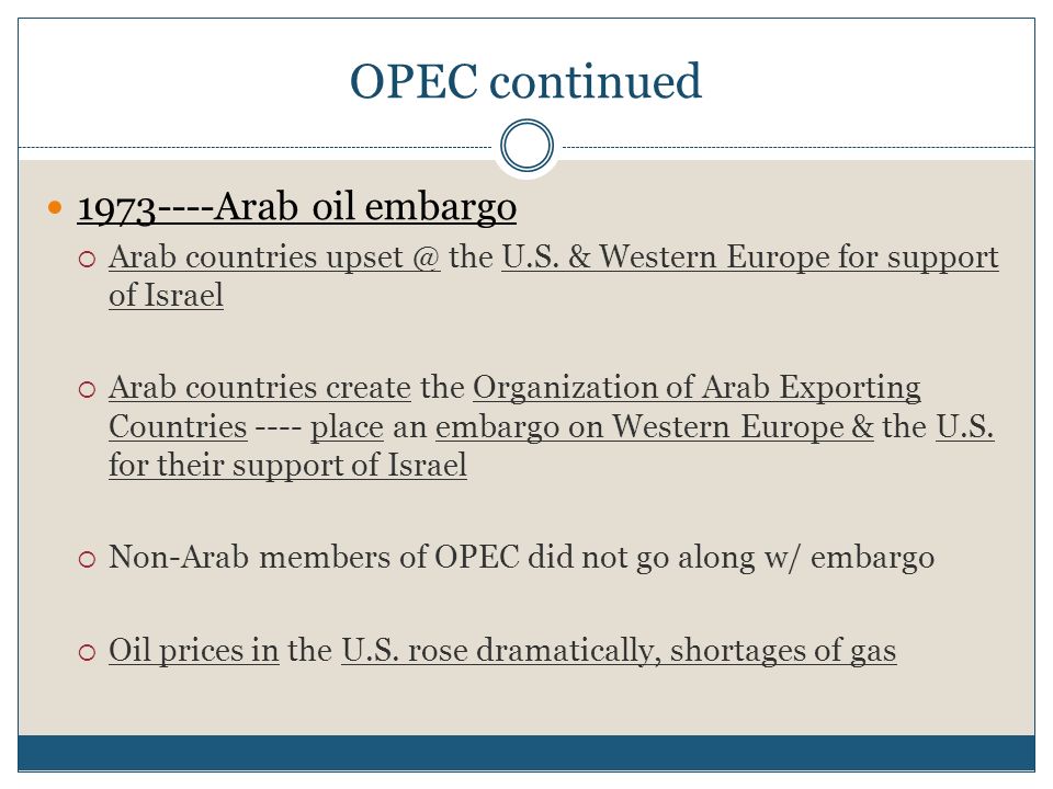 OPEC continued Arab oil embargo  Arab countries the U.S.