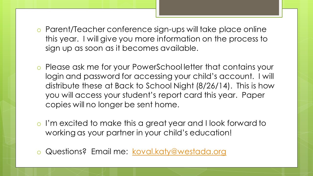 parent teacher conference sign up letter