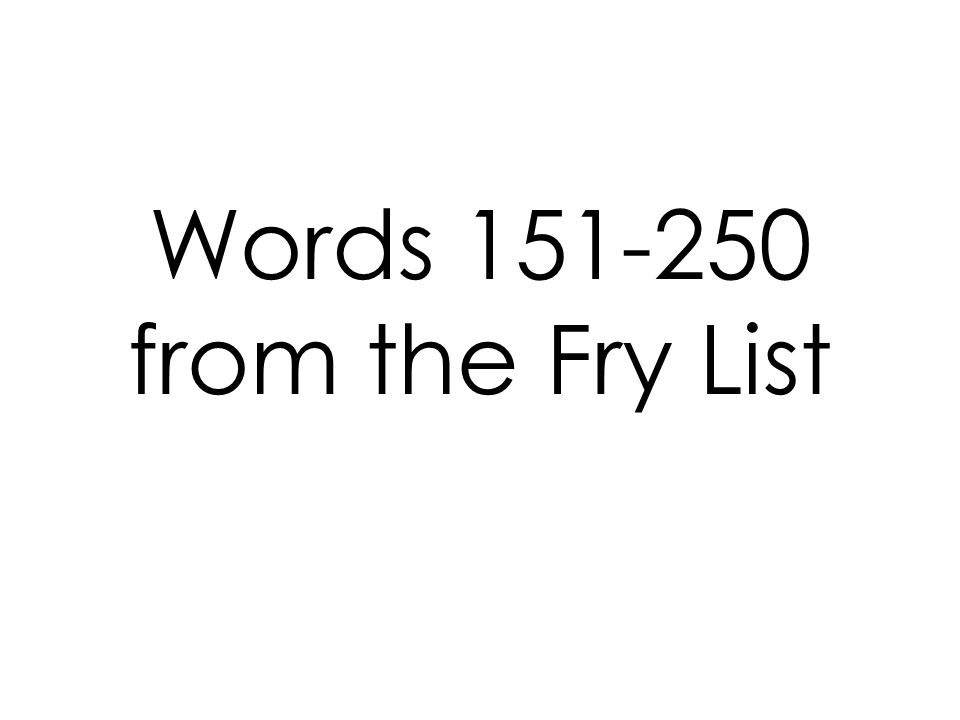 Words from the Fry List