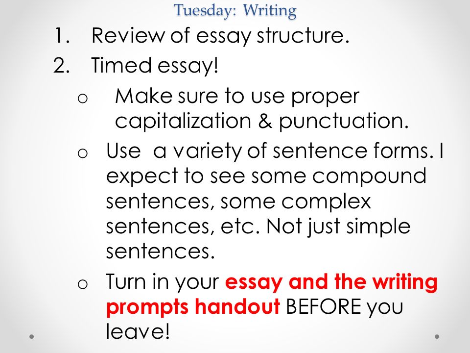 Structure For Essay