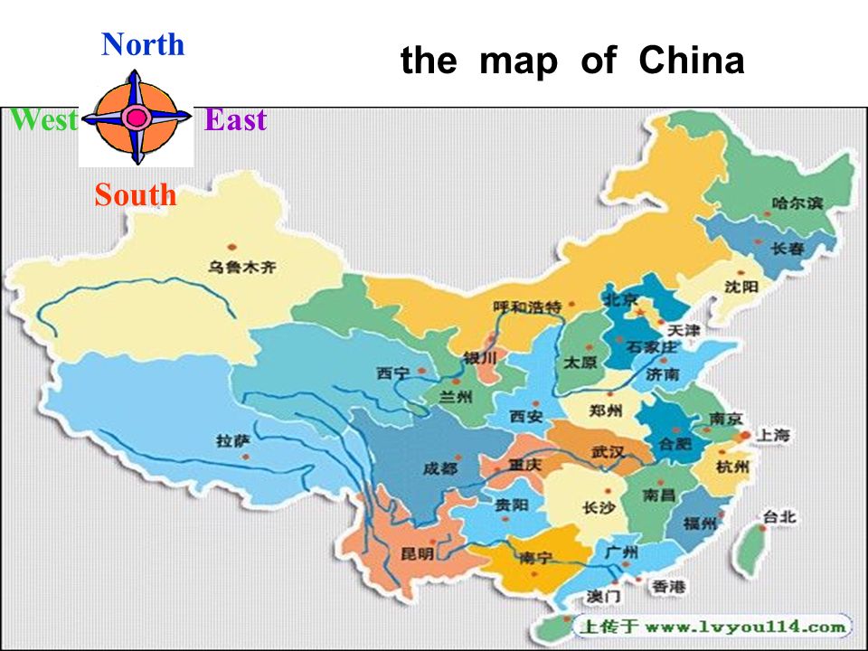 the map of China North South WestEast