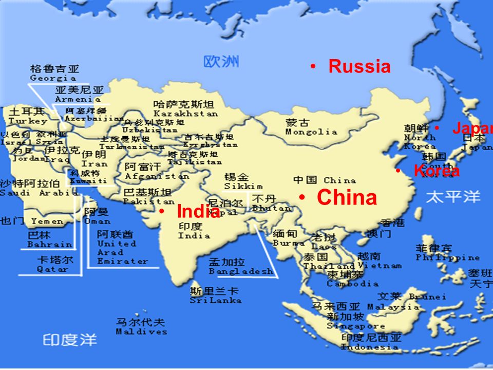Russia Japan Korea India China