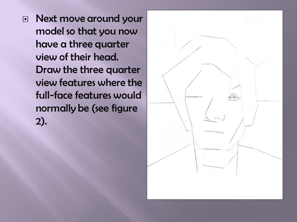  Next move around your model so that you now have a three quarter view of their head.
