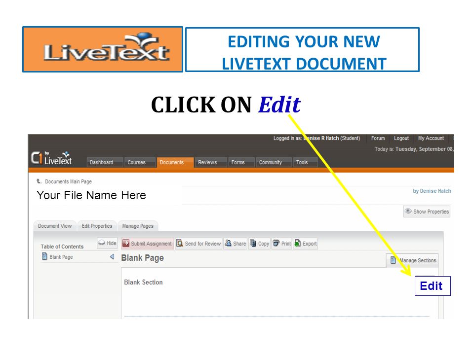 CREATING A NEW LIVETEXT DOCUMENT Documents 1. Choose Projects Folder 2.