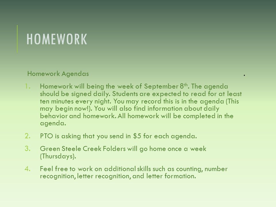 homework agendas