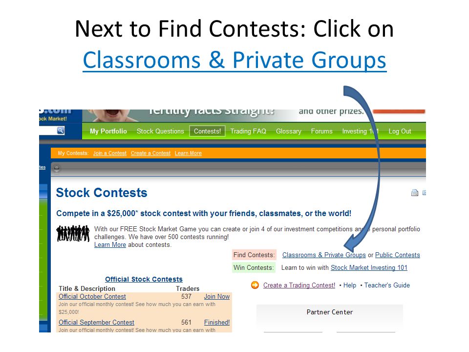 Next to Find Contests: Click on Classrooms & Private Groups