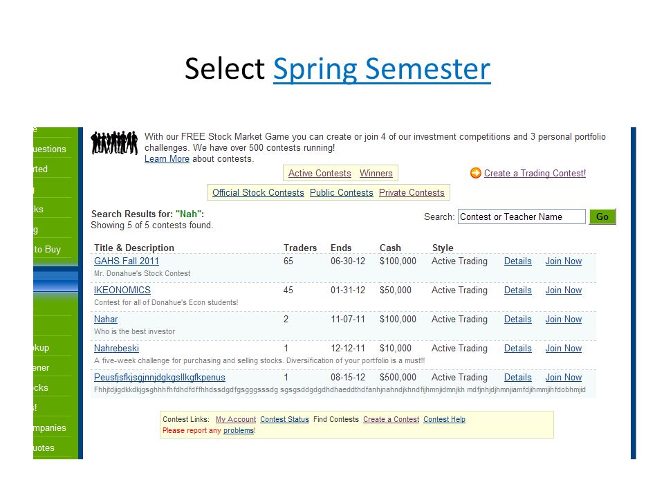 Select Spring Semester