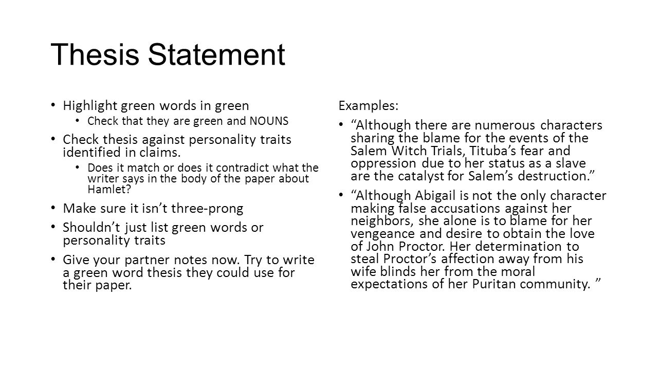 Thesis statement about personality traits