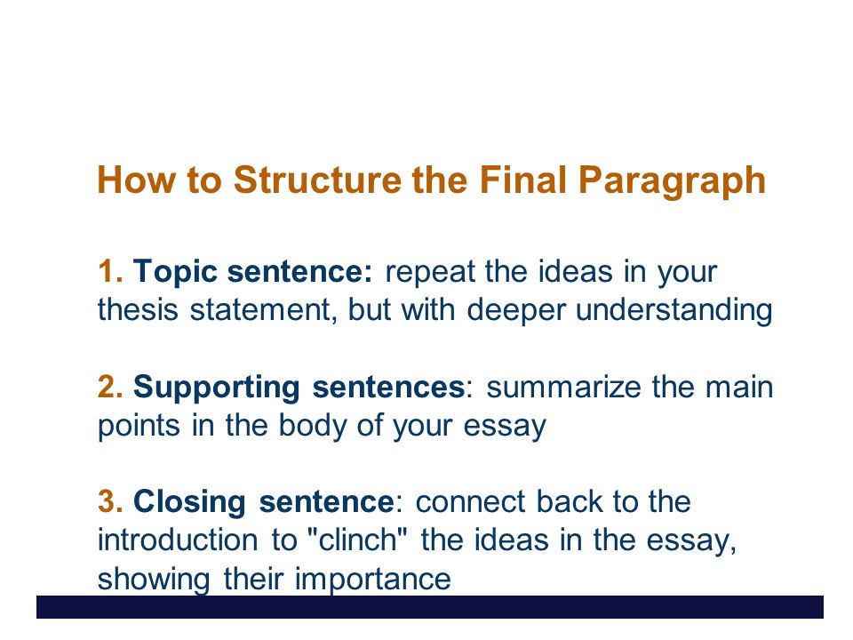 How to Structure the Final Paragraph 1.