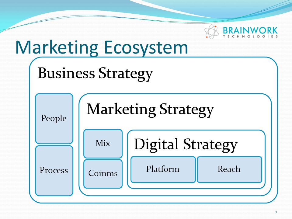 Marketing Ecosystem Business Strategy PeopleProcess Marketing Strategy MixComms Digital Strategy PlatformReach 2
