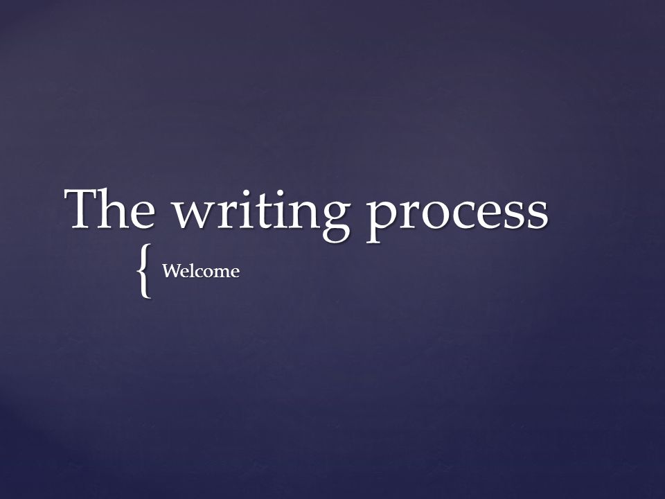 { The writing process Welcome