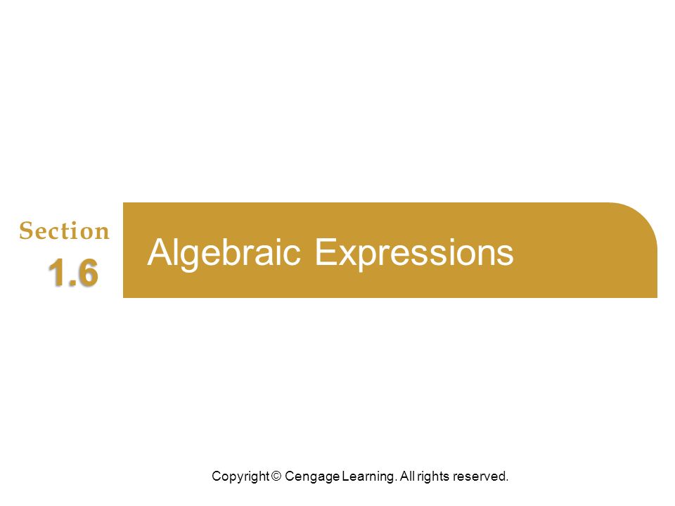 Copyright © Cengage Learning. All rights reserved. Section 1.6 Algebraic Expressions