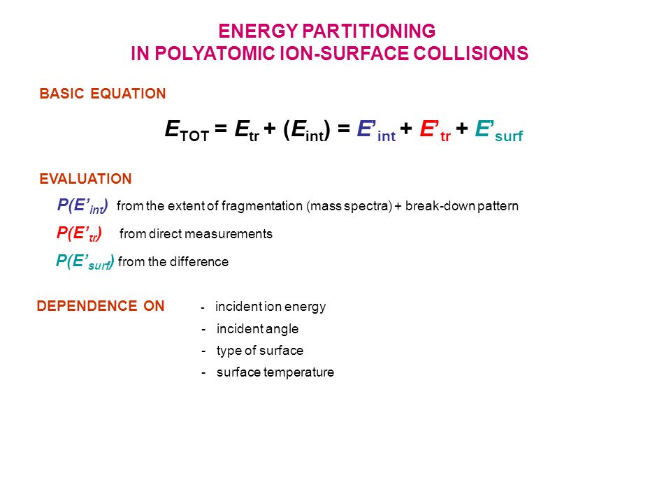 Energy Transfer Dissociation And Chemical Reactions In Collisions 4 Energy Partitioning