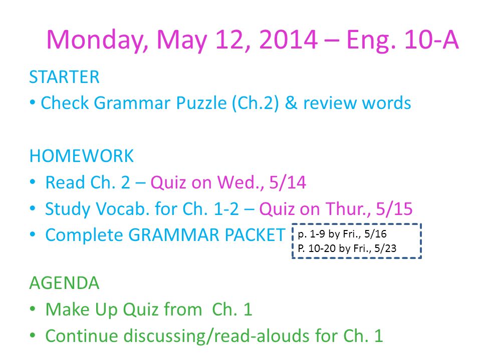 Monday, May 12, 2014 – Eng.