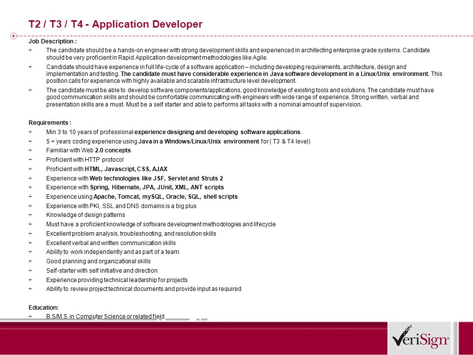 application development job description
