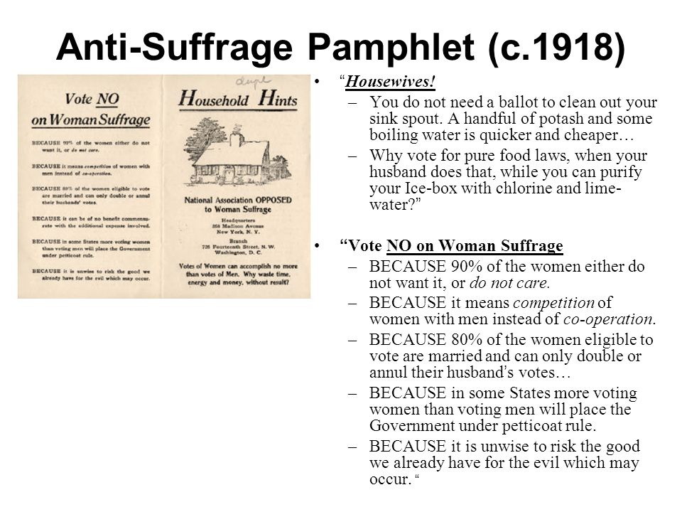 Anti-Suffrage Pamphlet (c.1918) Housewives.