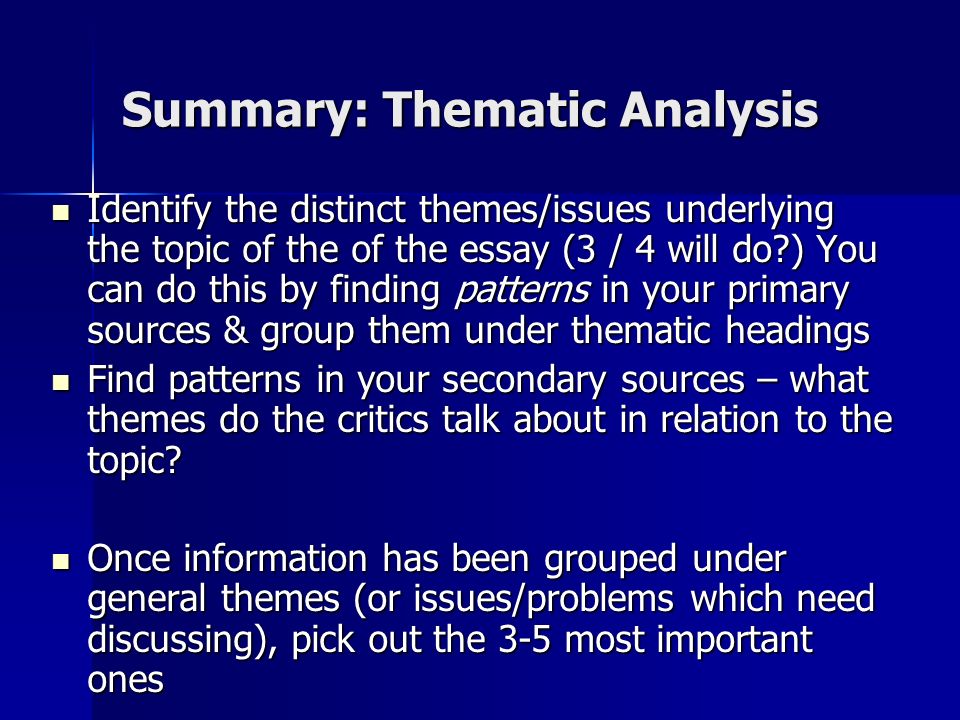 Thematic Analysis Essay