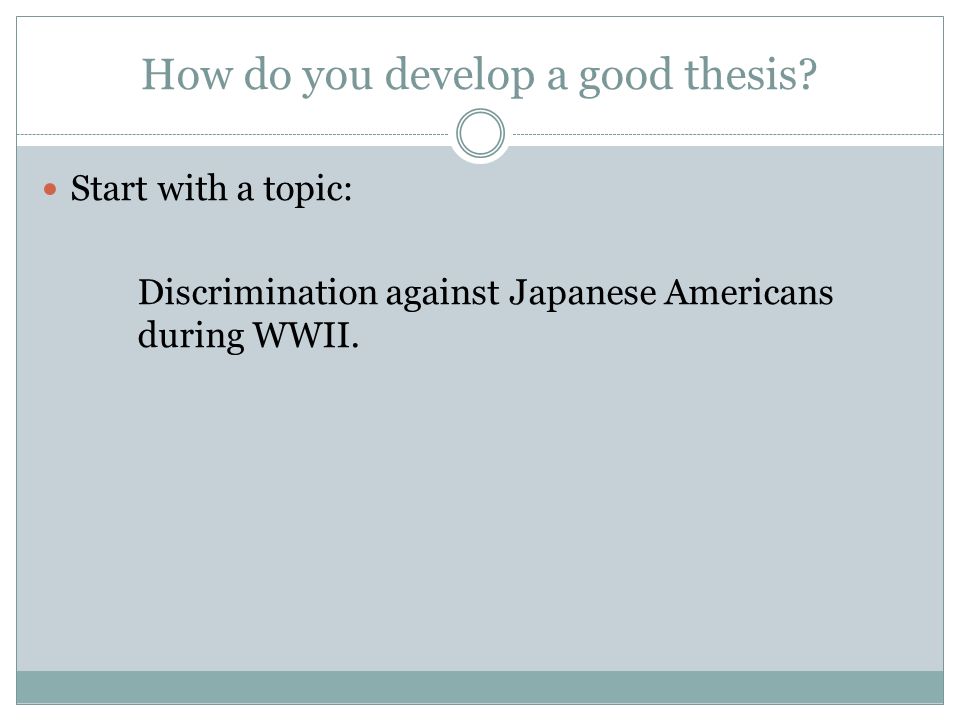 thesis start Almost every assignment you complete for a history course will ask you to make an argument your instructors will often call this your thesis -- your position on a subject. thesis start Almost every assignment you complete for a history course will ask you to make an argument your instructors will often call this your thesis -- your position on a subject.