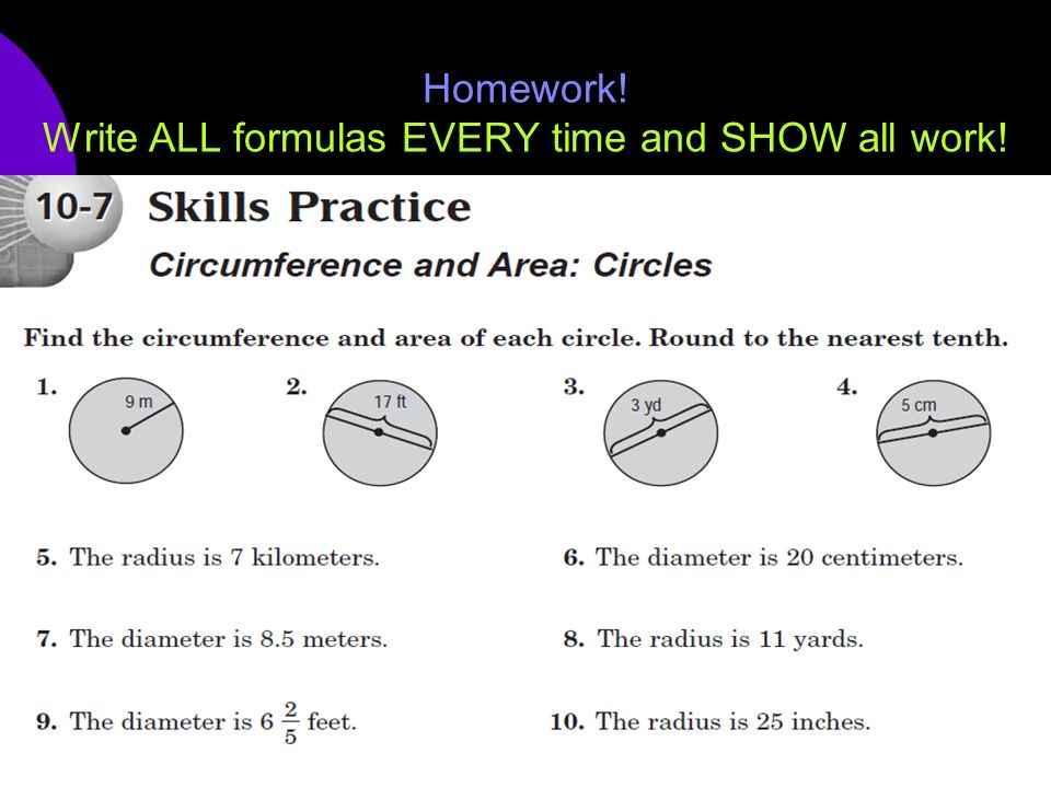 Homework! Write ALL formulas EVERY time and SHOW all work!