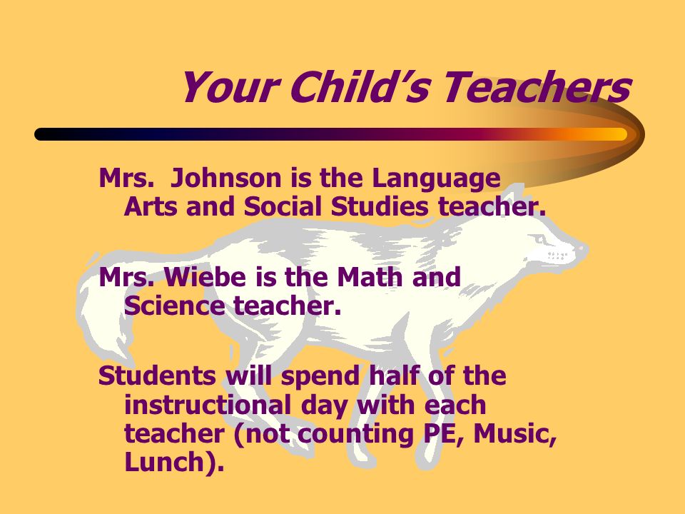 Your Child’s Teachers Mrs. Johnson is the Language Arts and Social Studies teacher.