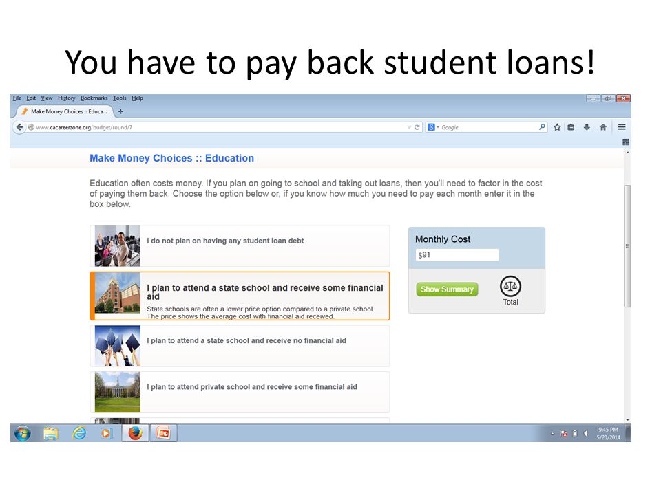 You have to pay back student loans!