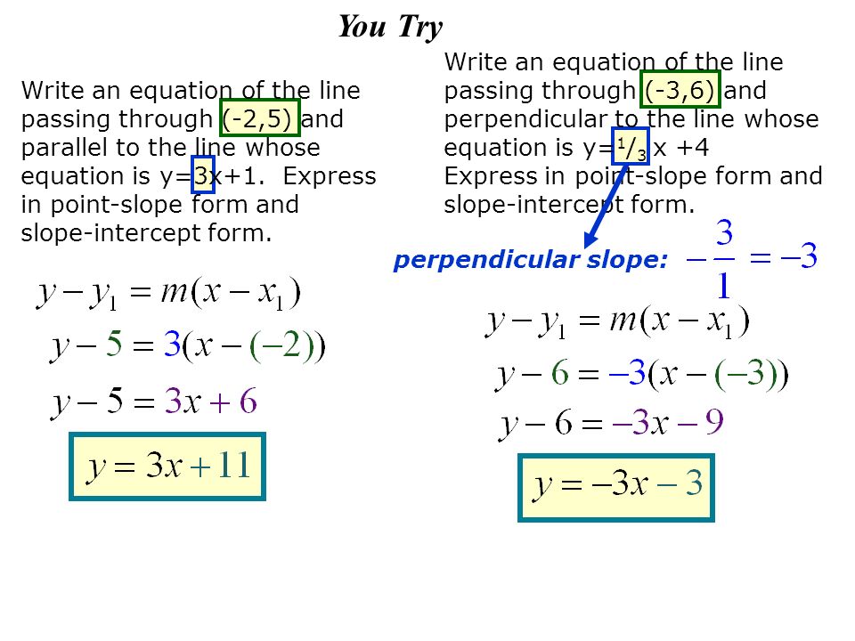 Definition Of Slope The Line Through Distinct 11 You Try Write An Equation Of The Line Passing Through 3 6 And Perpendicular To Whose Is Y 1 X 4 Express In Point Slope Form