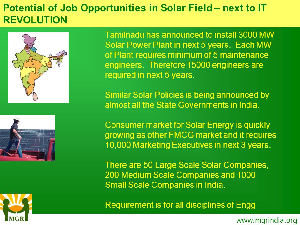 Tamilnadu has announced to install 3000 MW Solar Power Plant in next 5 years.