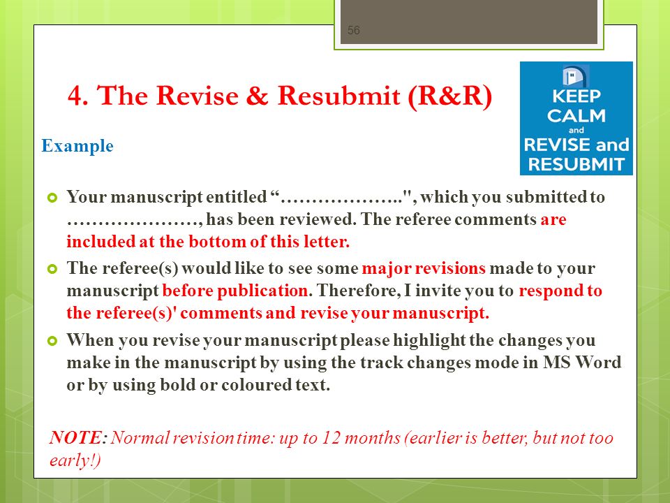 Sample cover letter for submission of revised manuscript