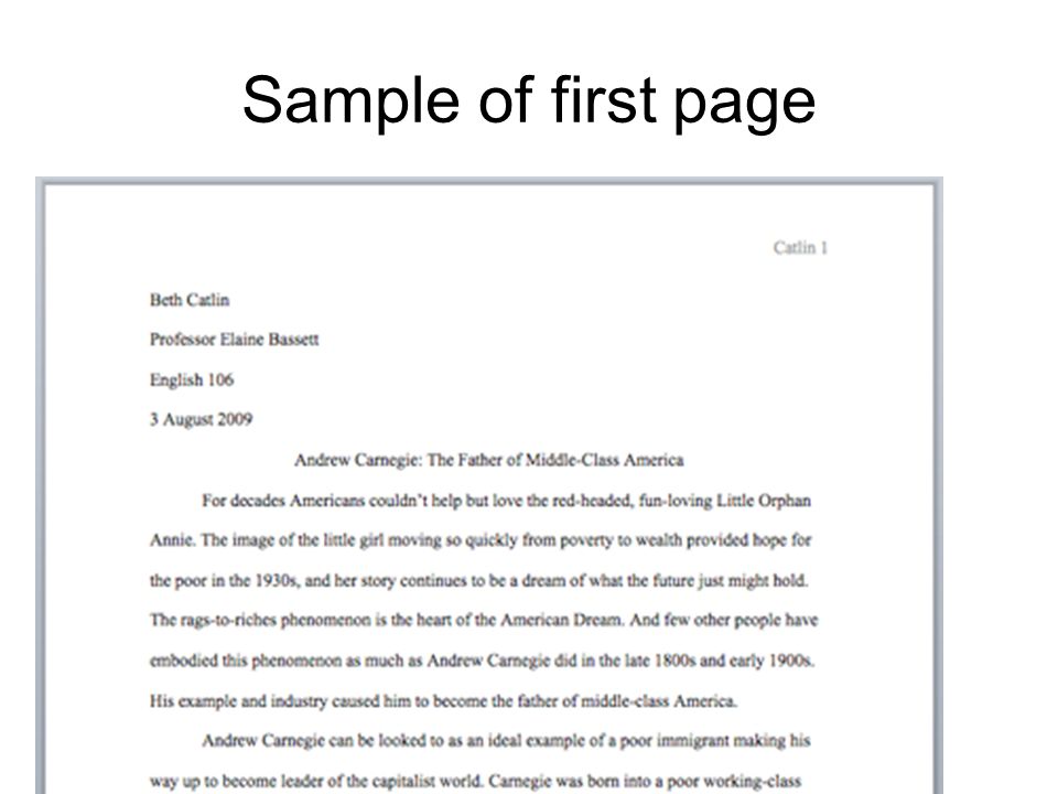Sample of first page