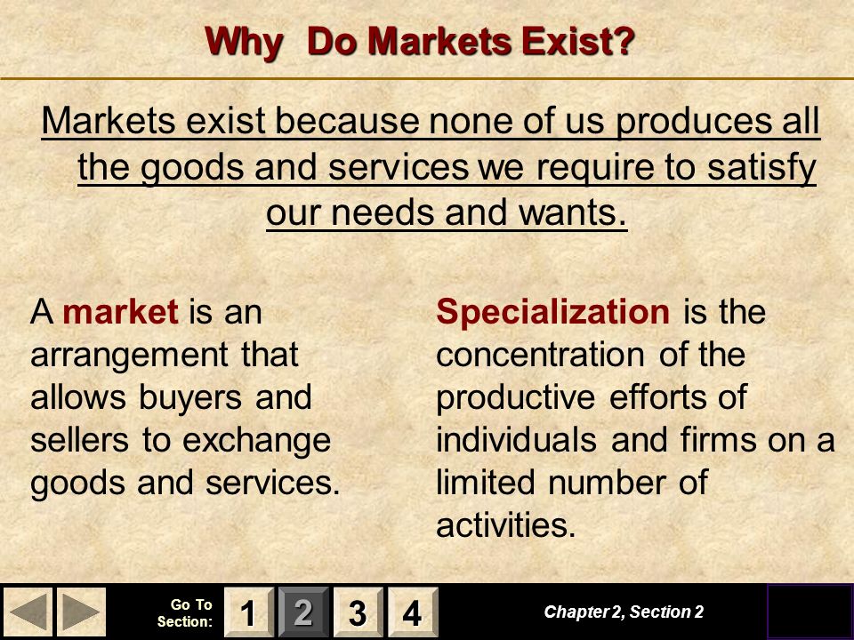 123 Go To Section: 4 Why Do Markets Exist.