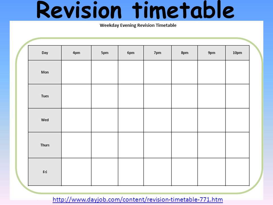 gcse revision timetable
