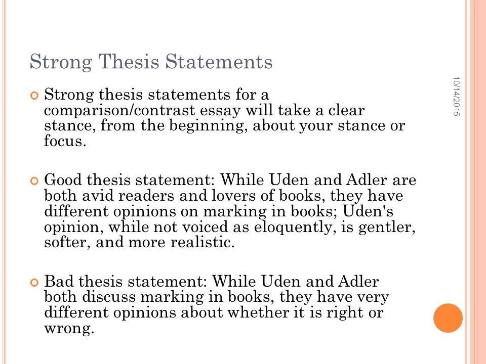 How to write thesis statement for compare and contrast essay