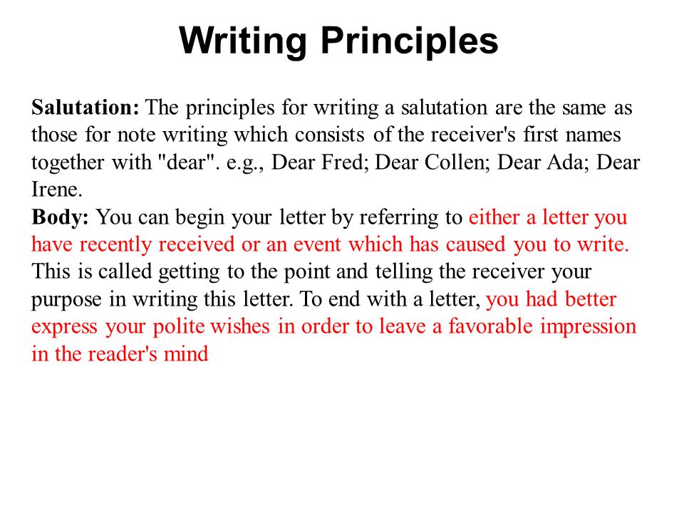 lecture two personal letter writing course outline how to write an end of letter called