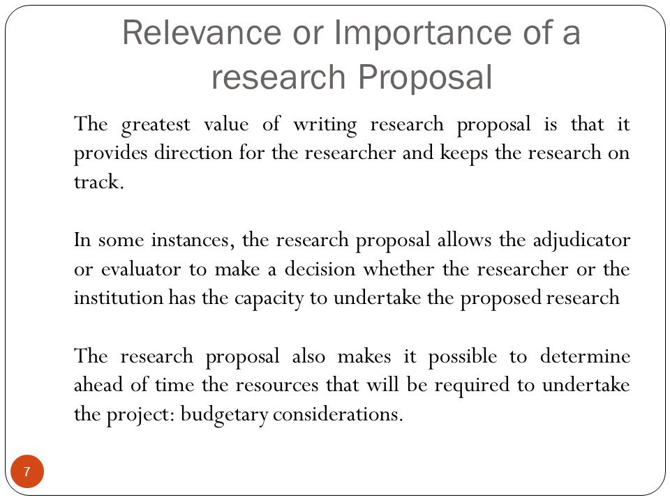 Importance Of Research Proposal