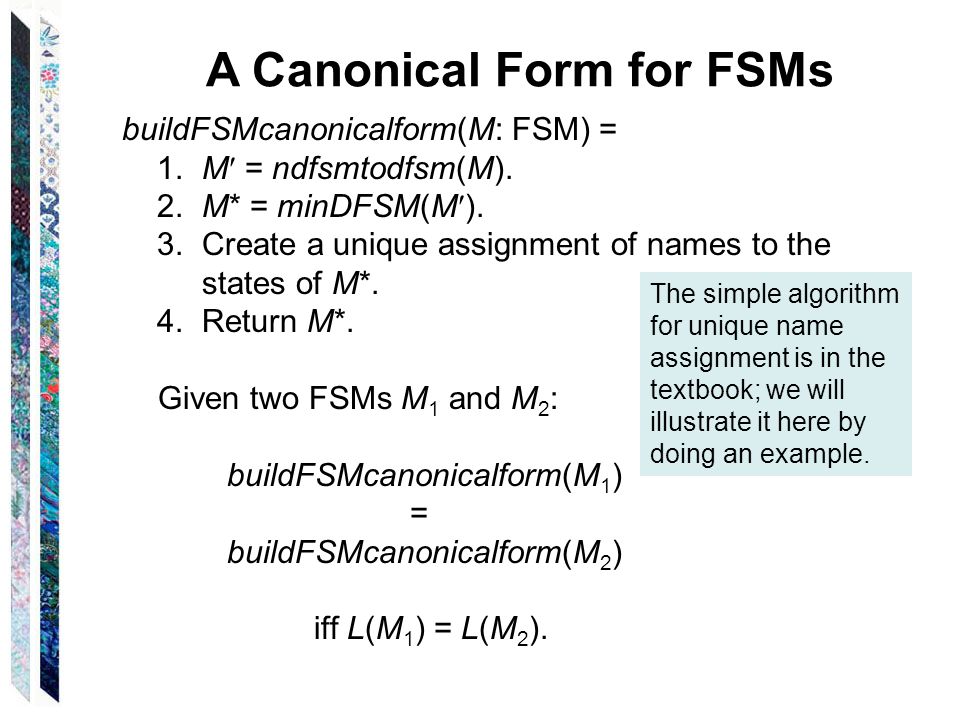 ma csse 474 theory of computation dfsm canonical form proof of ndfsm reachable canonical form