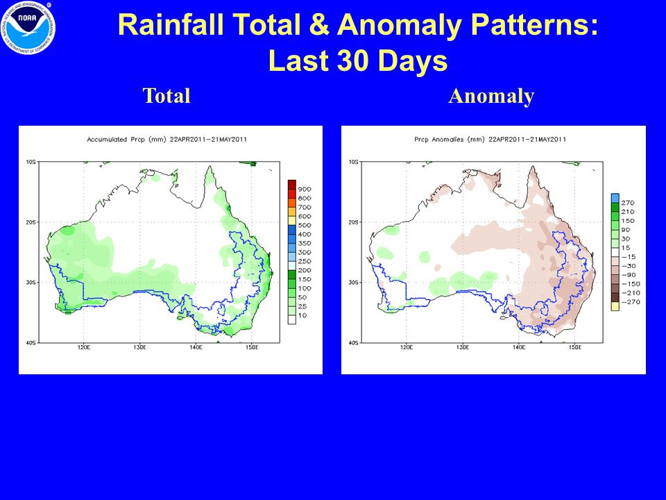 Rainfall Total & Anomaly Patterns: Last 30 Days TotalAnomaly