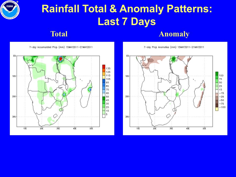 Rainfall Total & Anomaly Patterns: Last 7 Days TotalAnomaly