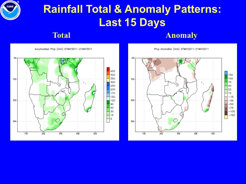 Rainfall Total & Anomaly Patterns: Last 15 Days TotalAnomaly