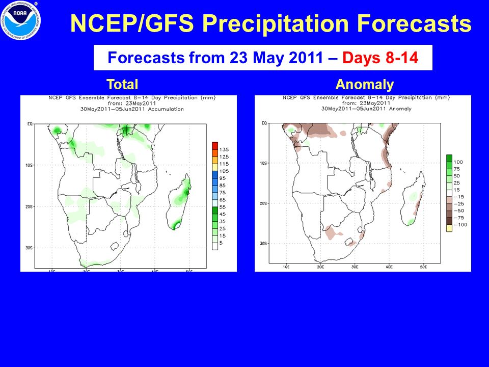 NCEP/GFS Precipitation Forecasts TotalAnomaly Forecasts from 23 May 2011 – Days 8-14