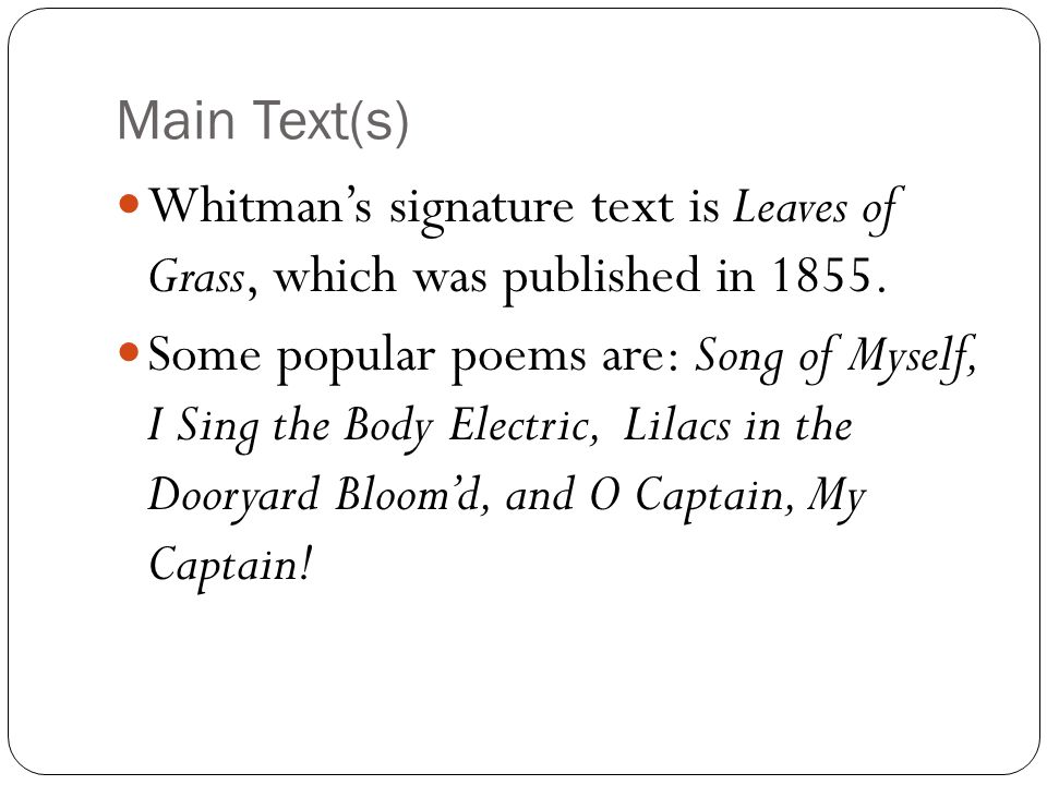 walt whitman i sing the body electric essay I sing the body electric walt whitman born on may 31 essays back issues advertise main footer menu contact about us for advertisers. walt whitman i sing the body electric essay I sing the body electric walt whitman born on may 31 essays back issues advertise main footer menu contact about us for advertisers.