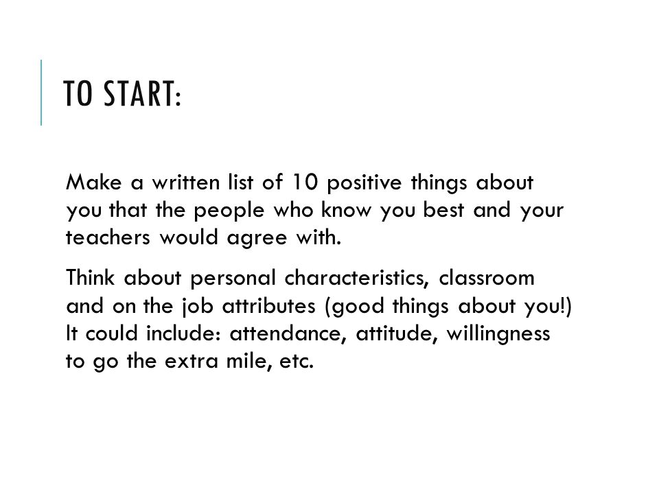 positive attributes list