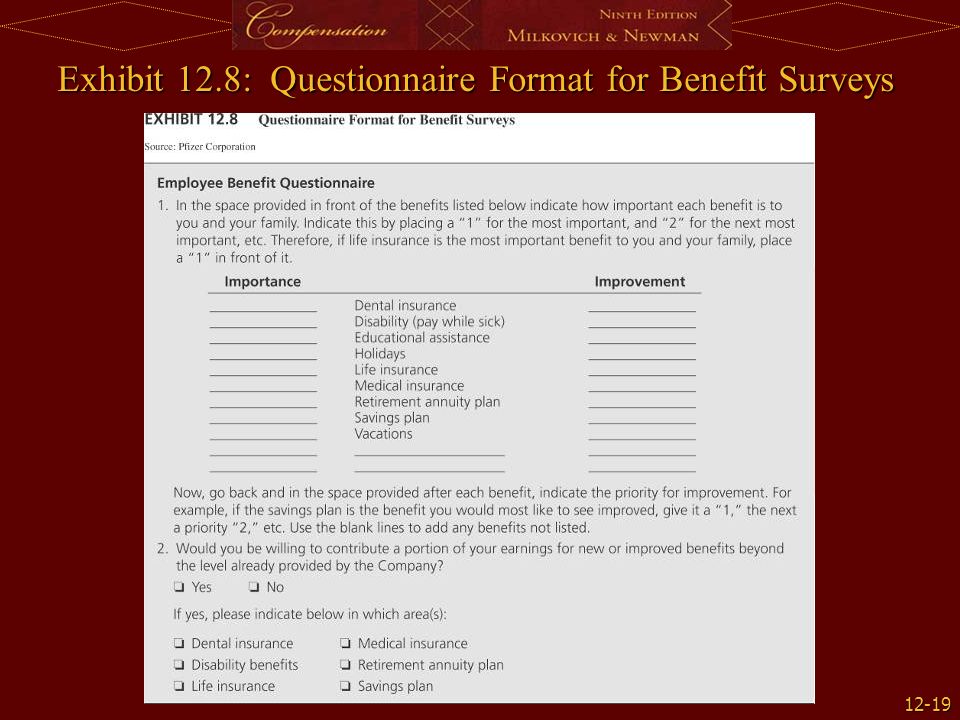 employee benefit survey questionnaire