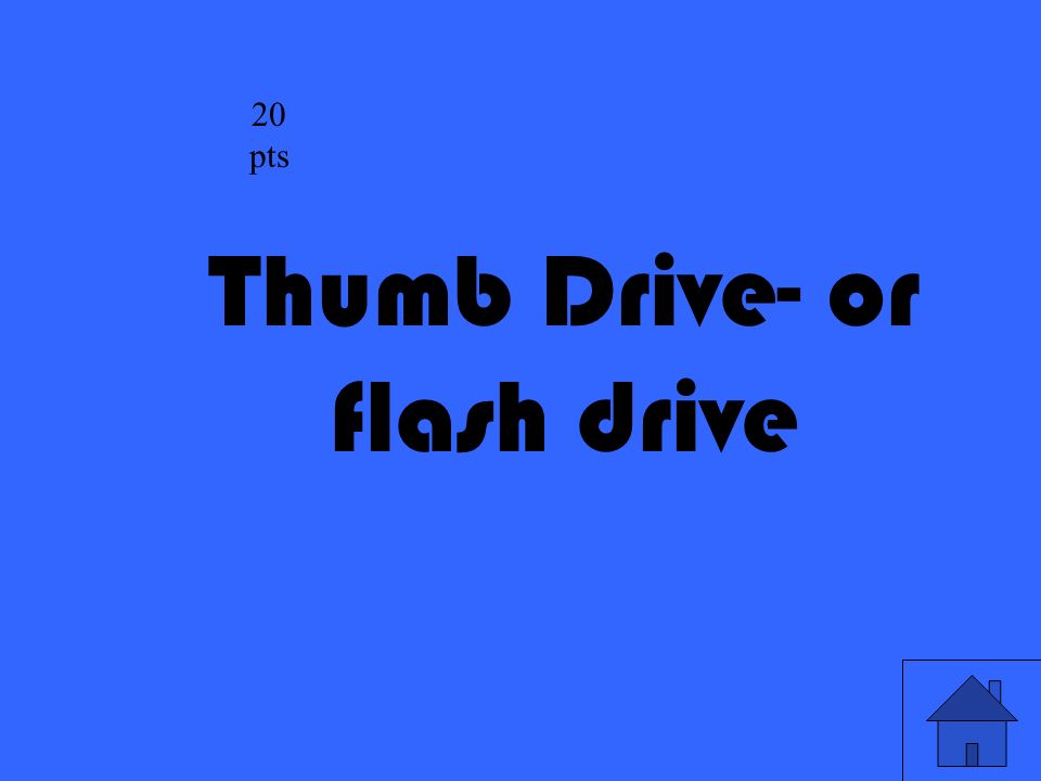 19 Thumb Drive- or flash drive 20 pts