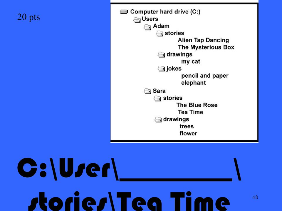 48 20 pts C:\User\________\ stories\Tea Time