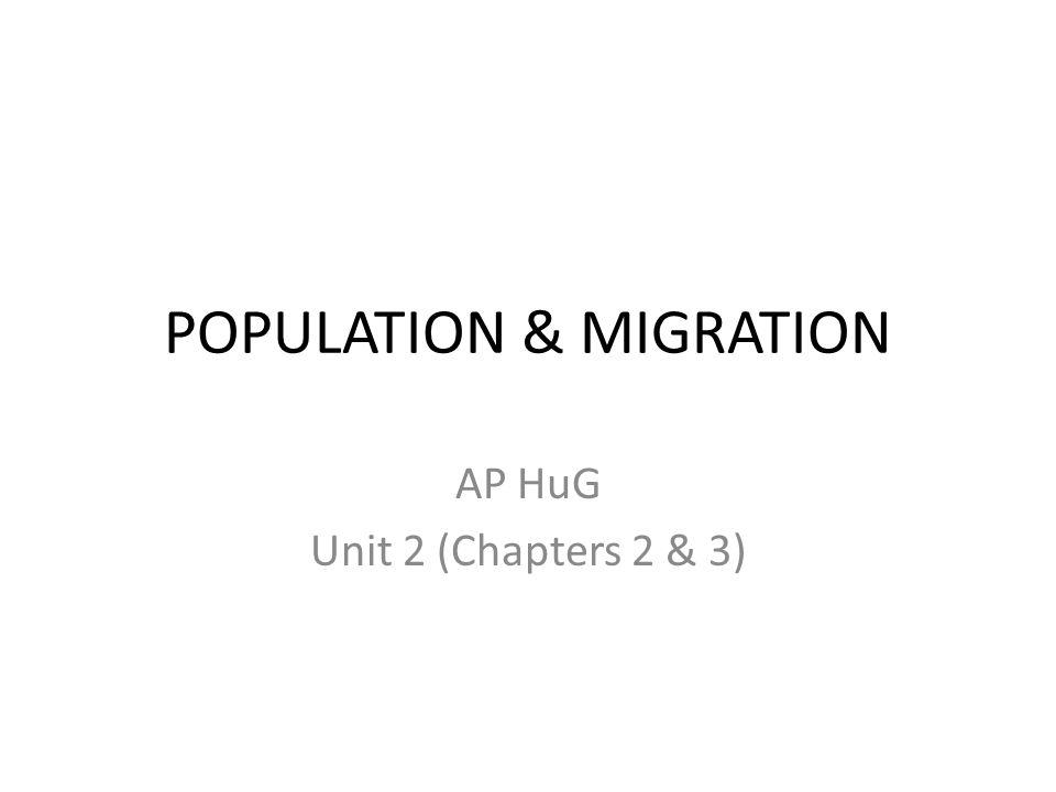 POPULATION & MIGRATION AP HuG Unit 2 (Chapters 2 & 3)