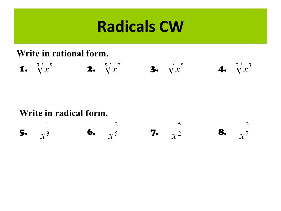 simplifying radicals index radical radicand steps for simplifying write in radical form