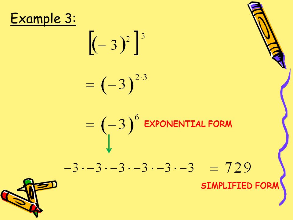Example 3: EXPONENTIAL FORM SIMPLIFIED FORM