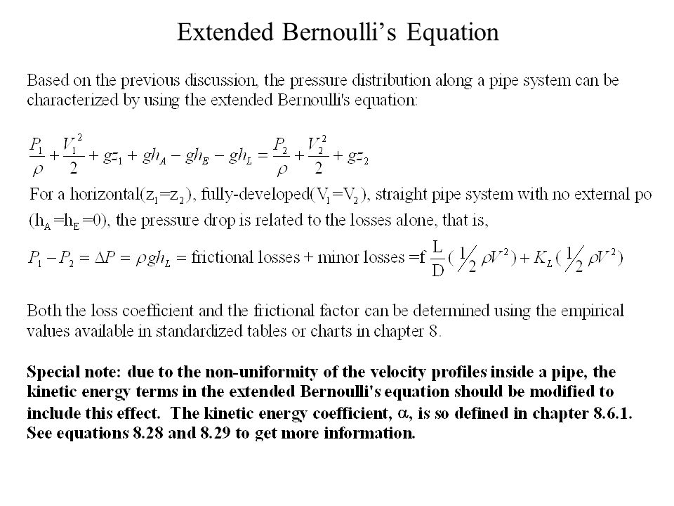 Frictional Losses In A Pipe Flow Major Factor 5 Extended Bernoulli S Equation