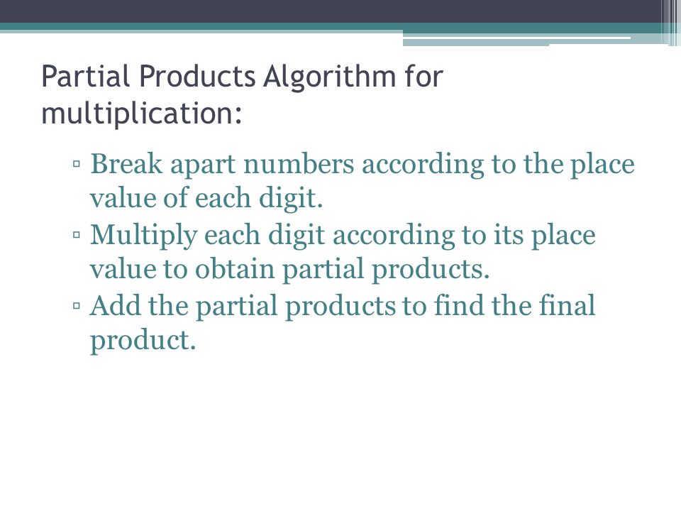 Video: Area & Array Model with Partial Products Algorithm Video with manipulatives along with array model and partial products algorithm
